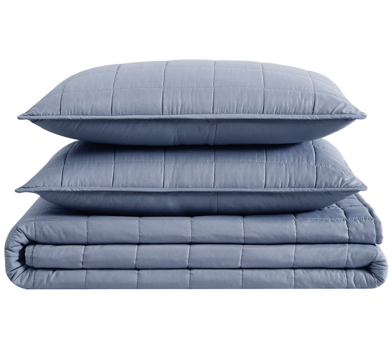 London Fog Garment Wash Solid Full/Queen 3-Piece Quilt Set — View 13