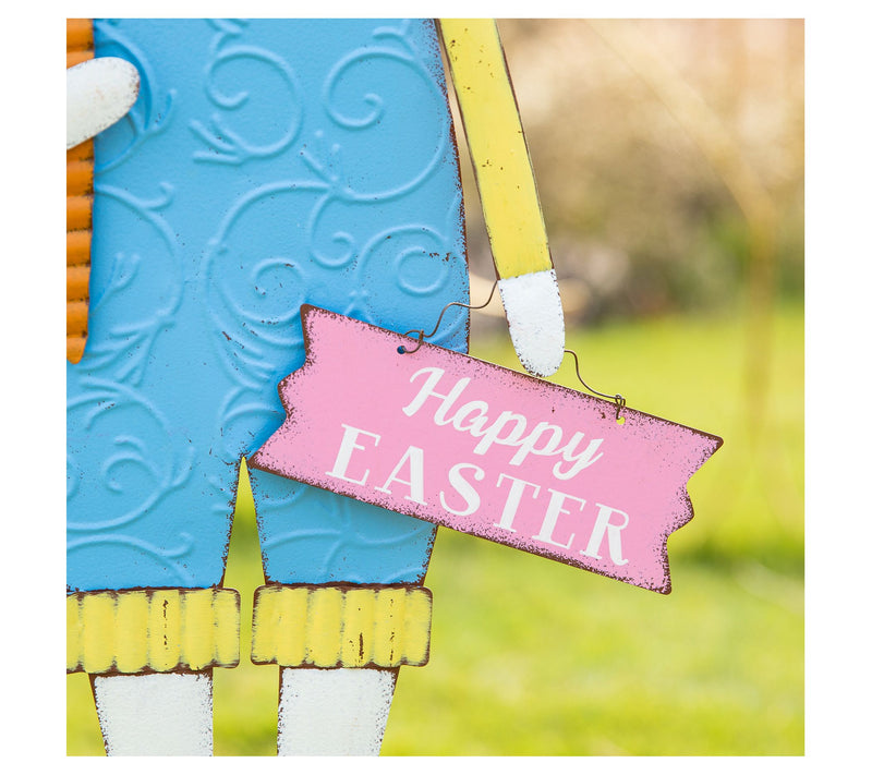 Glitzhome 36" Metal Easter Boy & Girl Bunnies Yrd Stakes S/2 — View 9