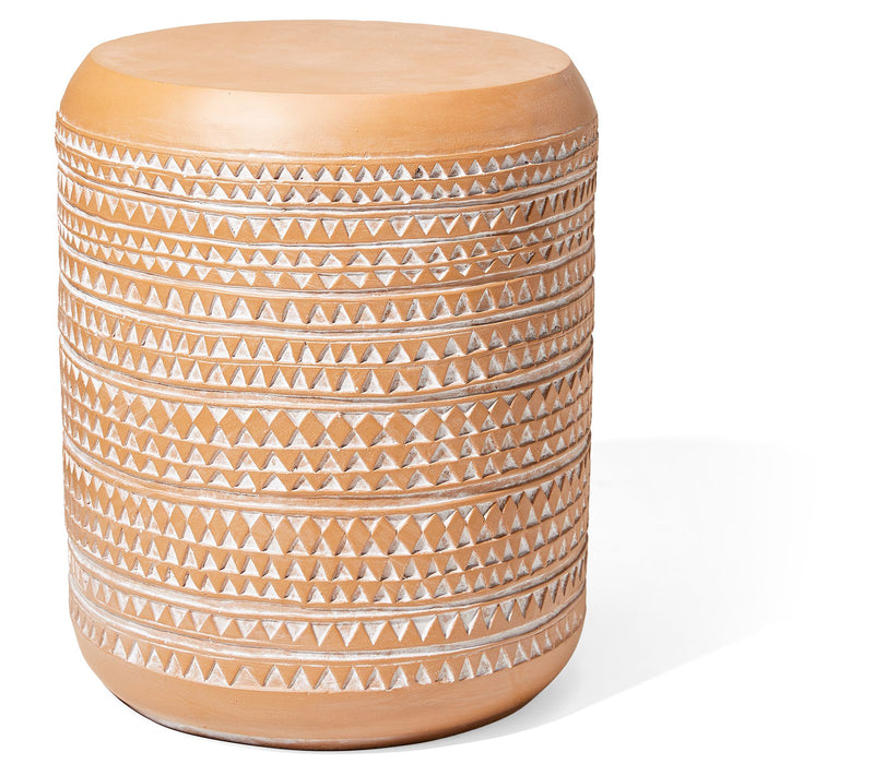 Glitzhome Antiqued White Textured Garden Stool & Planter Stand — View 3