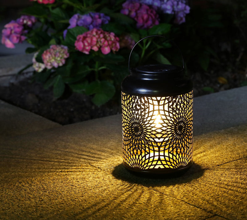 Glitzhome Metal Cutout Solar Powered Outdoor Ha nging Lantern — View 16