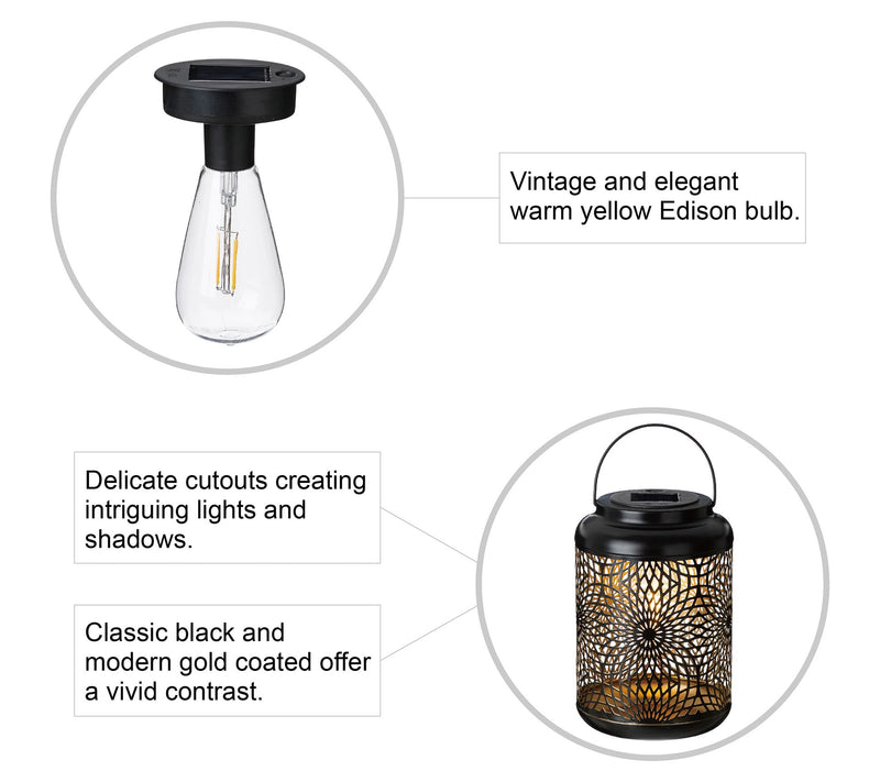 Glitzhome Metal Cutout Solar Powered Outdoor Ha nging Lantern — View 15