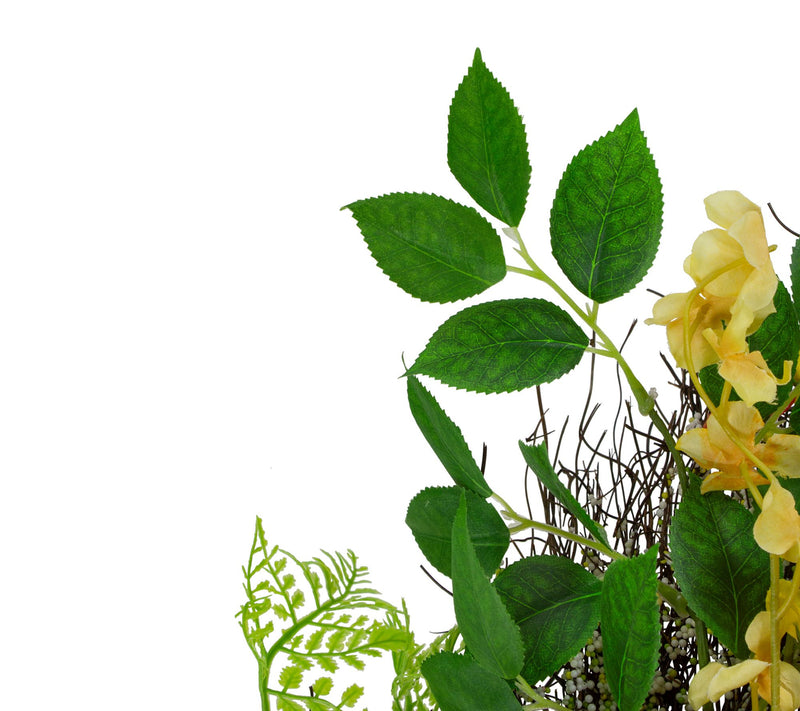 Ranunculus and Rose Floral Spring Wreath  Orange and Yellow — View 5