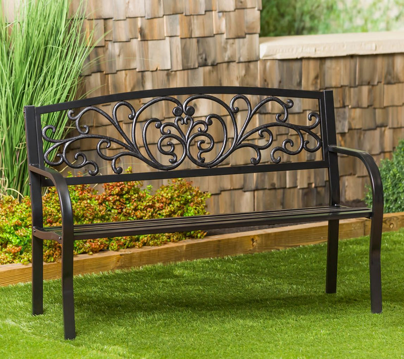 Plow & Hearth Blooming Garden Metal Bench — View 4