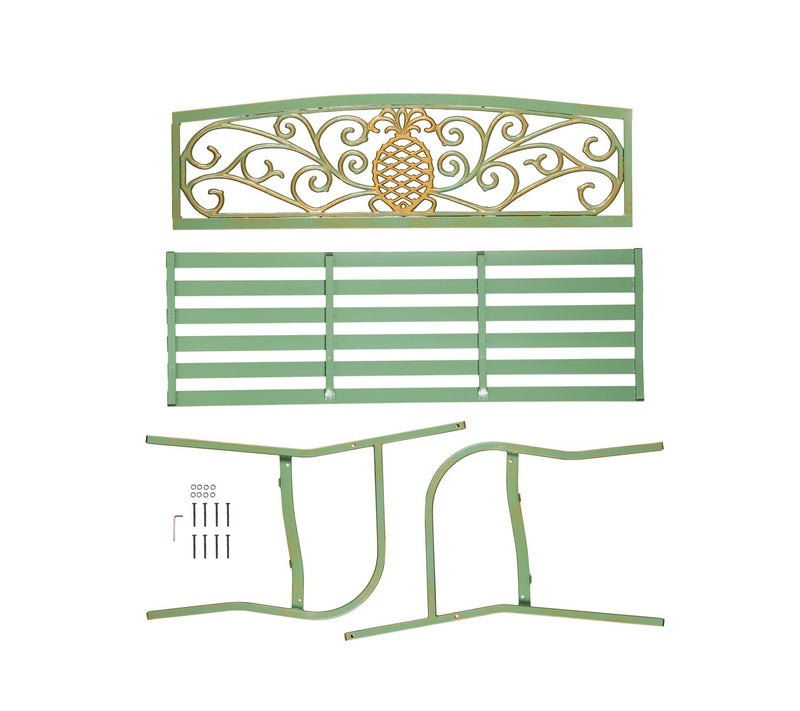 Pineapple Metal Garden Bench - Verdigris by Evergreen — View 6
