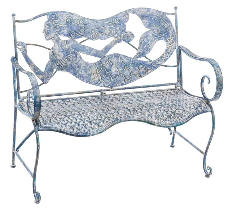Mermaid Metal Bench by Evergreen — View 3