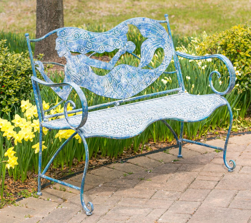 Mermaid Metal Bench by Evergreen — View 6