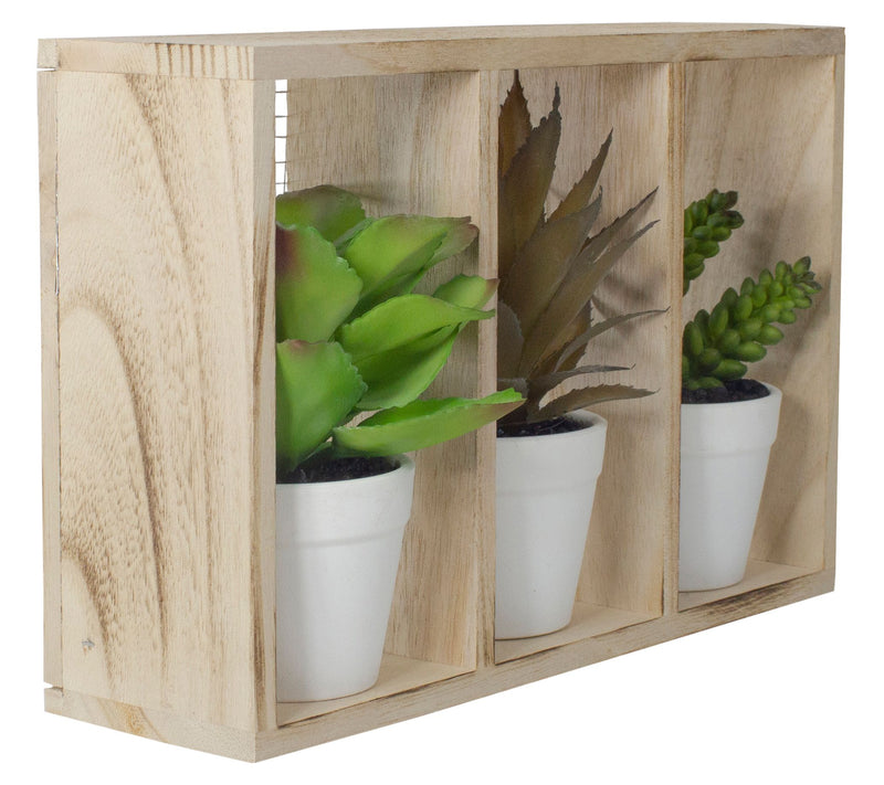 Northlight 10.75" Artificial Potted Succulents in Wooden Box — View 4