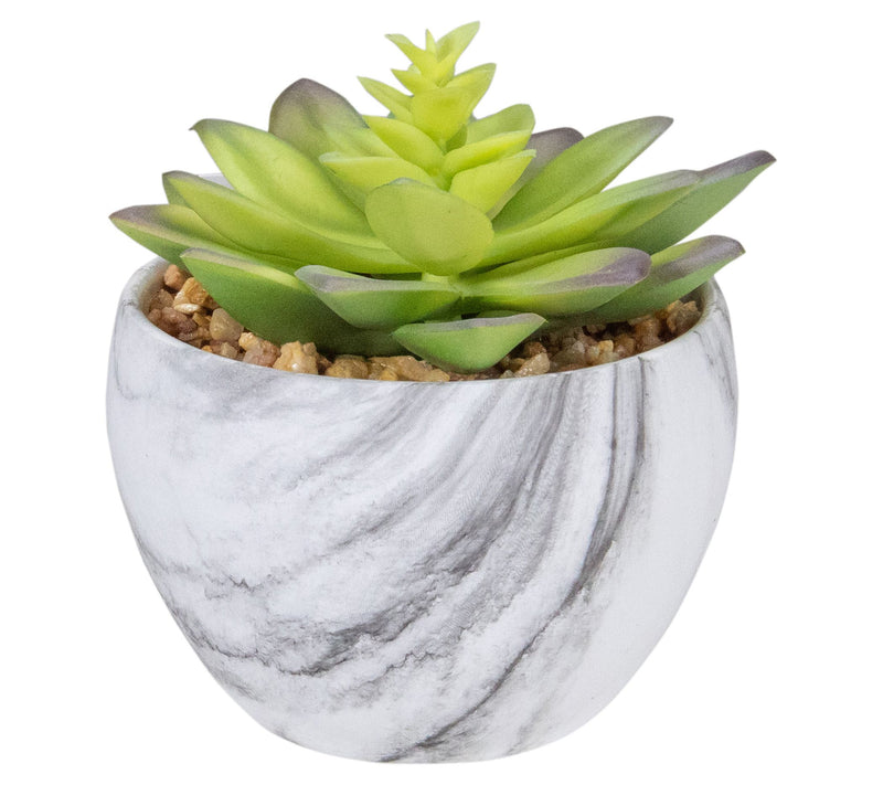 Northlight 4" Artificial Succulent in Faux Marble Pot — View 3