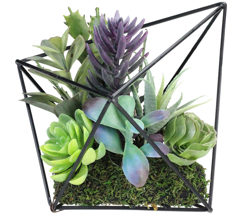 Northlight 6.75" Artificial Succulents in Diamond Metal Wire — View 3