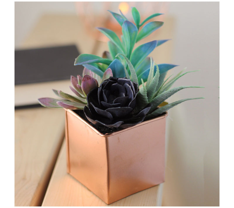 Northlight 7" Copper Potted Artificial Succulent Arrangement — View 6