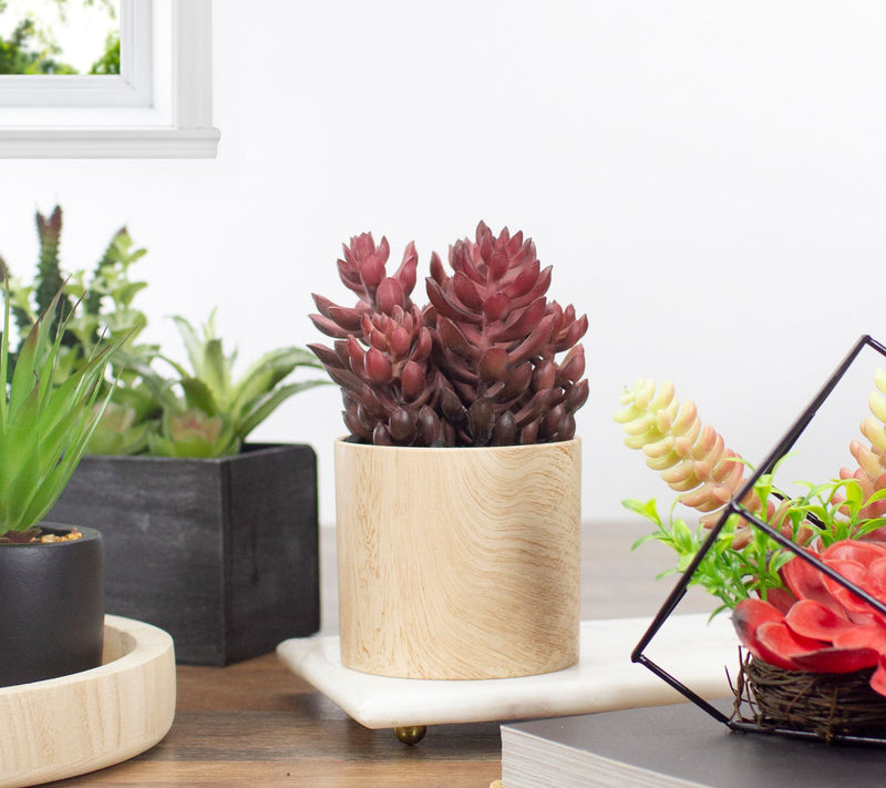 Northlight 7" Purple Artificial Succulent in Faux Wood Pot — View 4