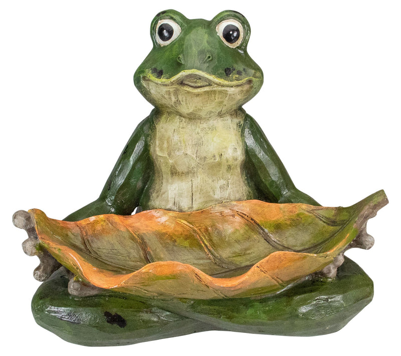 Northlight 14" Green Frog w/Leaf Birdfeeder Garden Statue — View 3