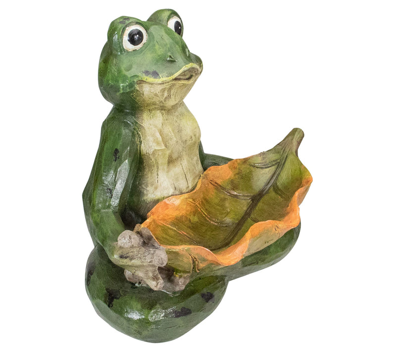 Northlight 14" Green Frog w/Leaf Birdfeeder Garden Statue — View 4