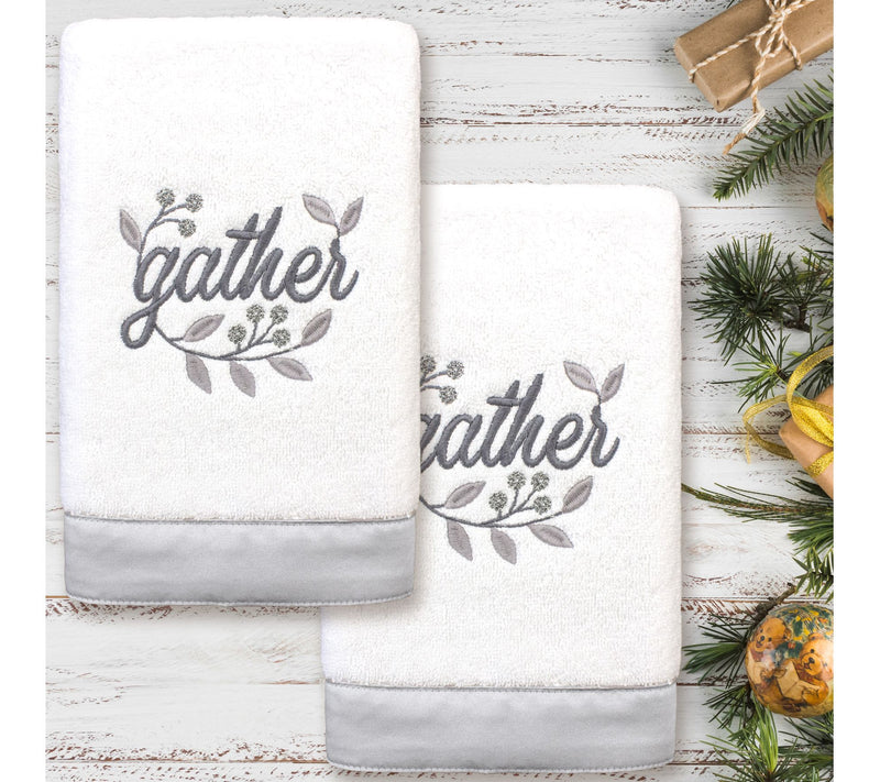 Linum Home Textiles GATHER - Embroidered 2-Piece Hand Towels — View 6