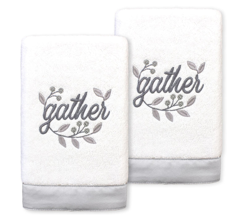 Linum Home Textiles GATHER - Embroidered 2-Piece Hand Towels — View 5