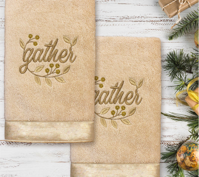 Linum Home Textiles GATHER - Embroidered 2-Piece Hand Towels — Main view