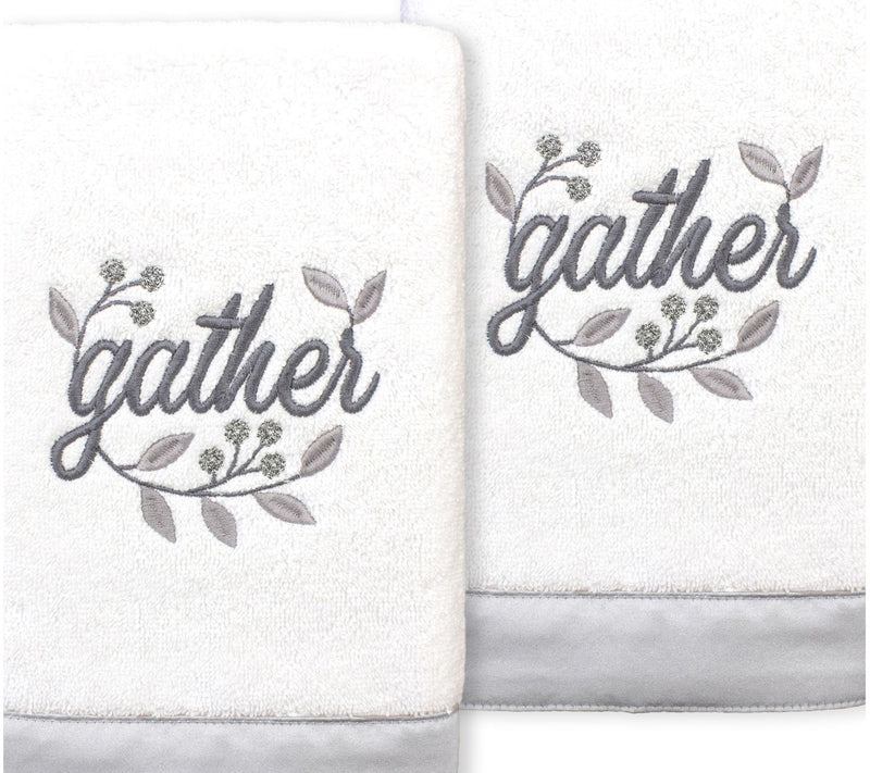 Linum Home Textiles GATHER - Embroidered 2-Piece Hand Towels — View 7