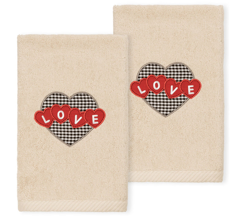 Linum Home Textiles Love Hearts - Embroidered 2Pc Hand Towels — View 3