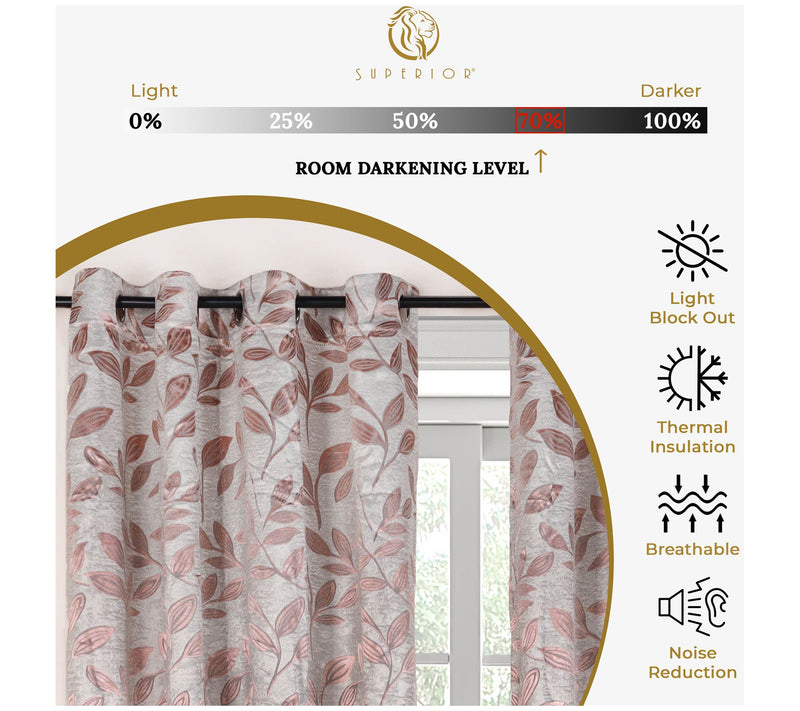 Superior Bohemian Leaves Blackout 2-Piece Curtain Set, 42x84 — View 39