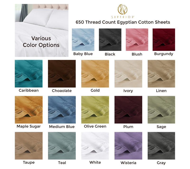 Superior 650TC Egyptian Cotton Deep Pocket Sheets Set,Twin XL — View 44