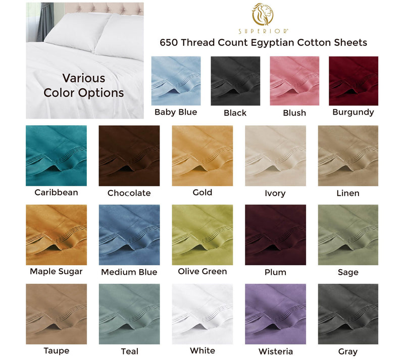 Superior 650TC Egyptian Cotton Deep Pocket Sheets Set, King — View 44