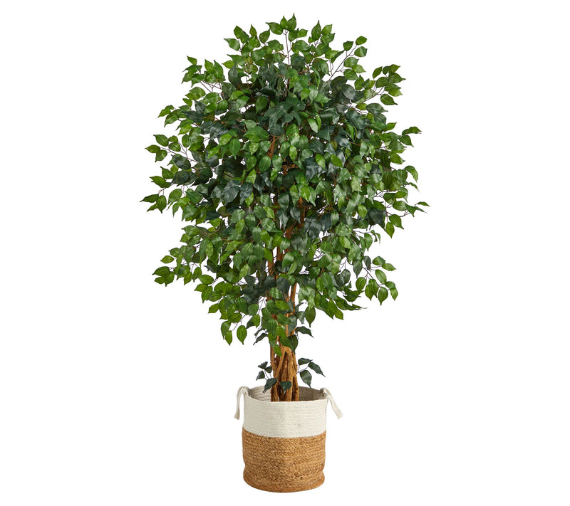 Nearly Natural 5.5' Palace Ficus w/Jute Planter — Main view