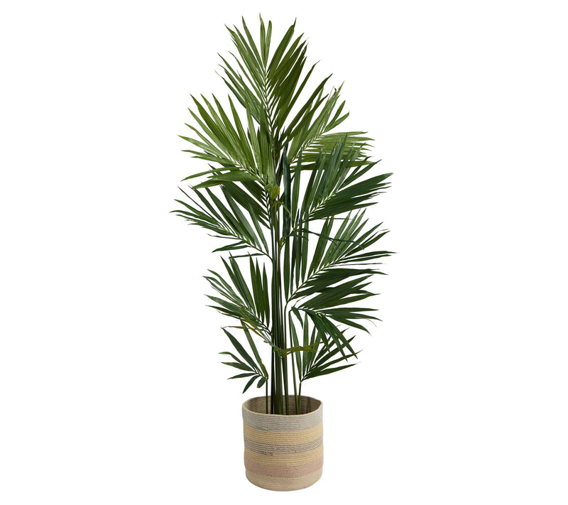 Nearly Natural 7' Kentia Artificial Palm in Woven Planter — View 3