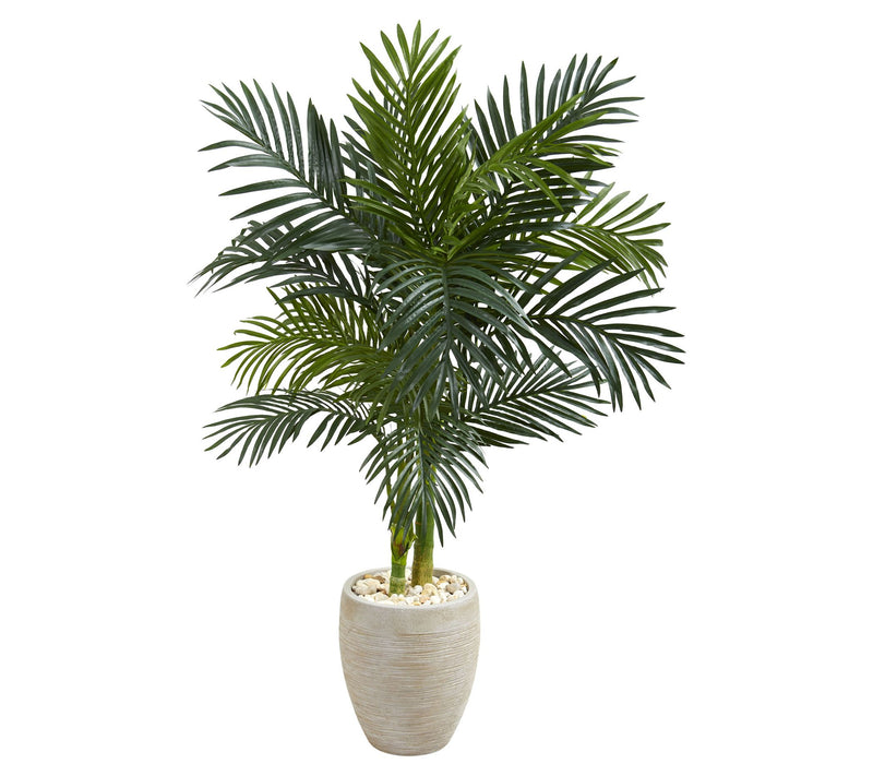 Nearly Natural 4.5' Golden Cane Palm Tree in Oval Planter — Main view
