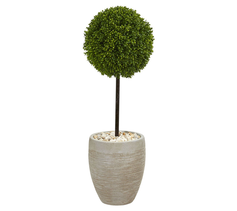 Nearly Natural 3' Boxwood Ball Topiary Tree iUVResistant — View 3