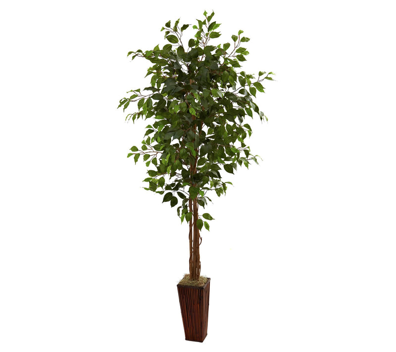 Nearly Natural 6' Ficus Tree w/Bamboo Planter — View 3