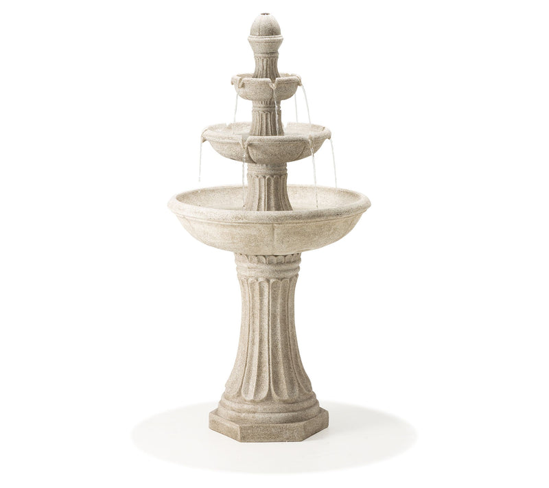 Glitzhome Sand Lighted 3-Tier Terrazzo Outdoorarden Fountain — View 3