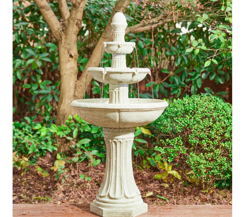 Glitzhome Sand Lighted 3-Tier Terrazzo Outdoorarden Fountain — View 5