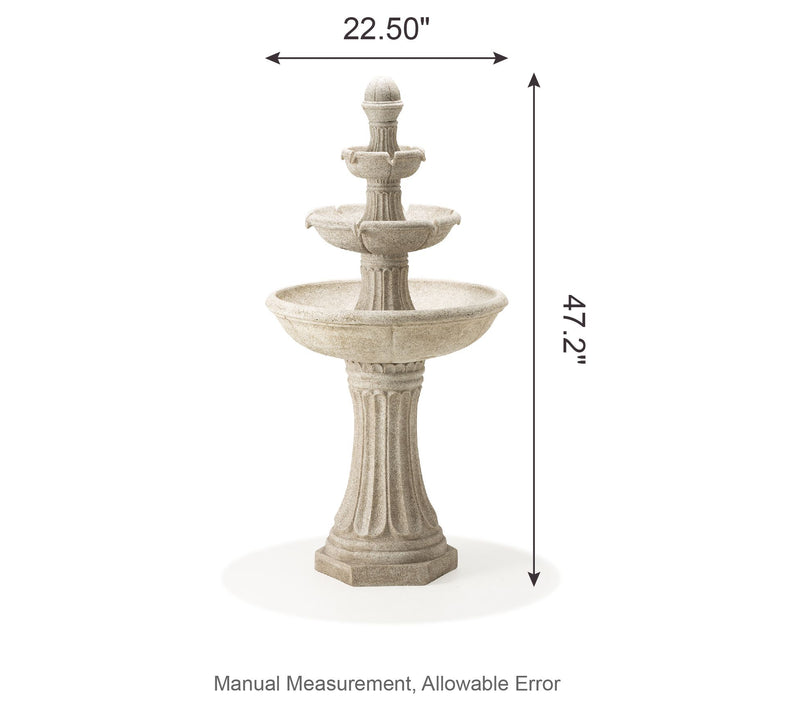 Glitzhome Sand Lighted 3-Tier Terrazzo Outdoorarden Fountain — View 10