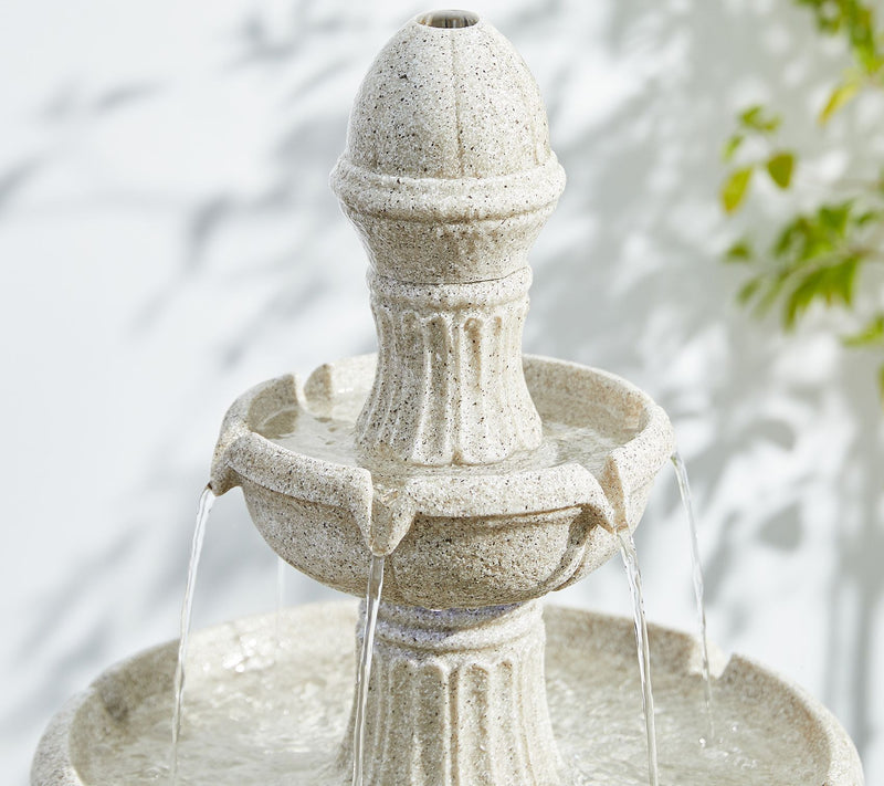 Glitzhome Sand Lighted 3-Tier Terrazzo Outdoorarden Fountain — View 6