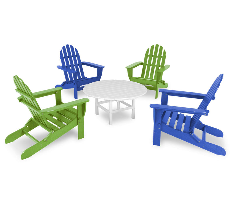 Polywood Classic Folding Adirondack 5-Piece Conversation Group — View 15