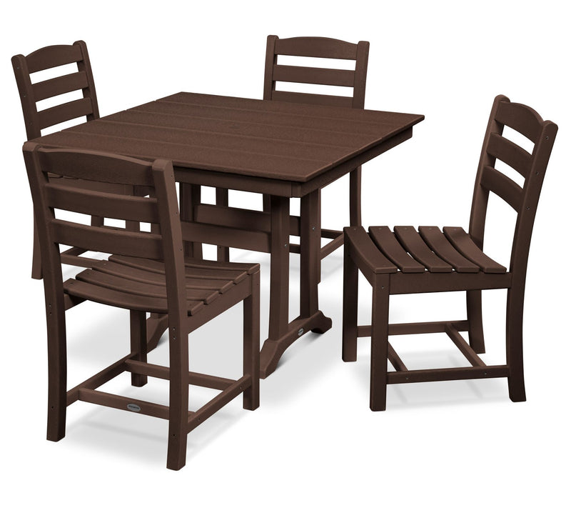 Polywood 5-Piece Farmhouse Trestle Side Chair Dining Set — View 5