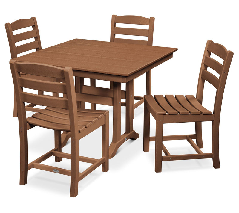 Polywood 5-Piece Farmhouse Trestle Side Chair Dining Set — View 11