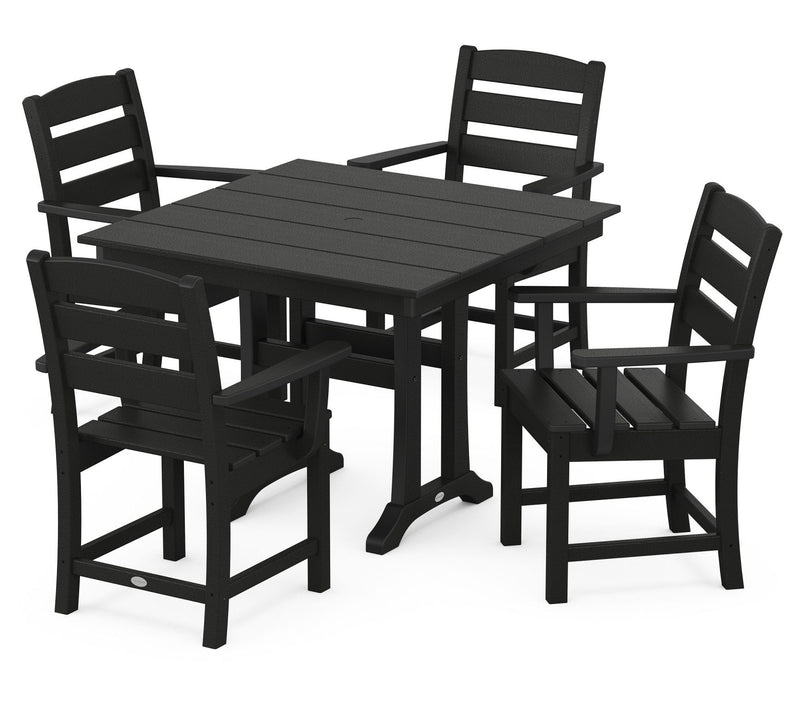 Polywood Lakeside 5-Piece Farmhouse Trestle Chair Dining Set — View 3