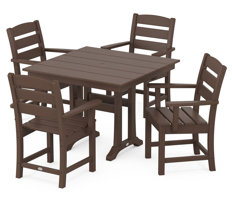 Polywood Lakeside 5-Piece Farmhouse Trestle Chair Dining Set — View 5