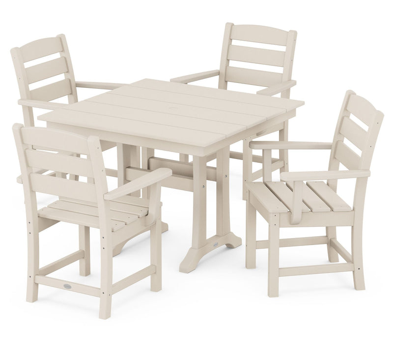 Polywood Lakeside 5-Piece Farmhouse Trestle Chair Dining Set — View 7