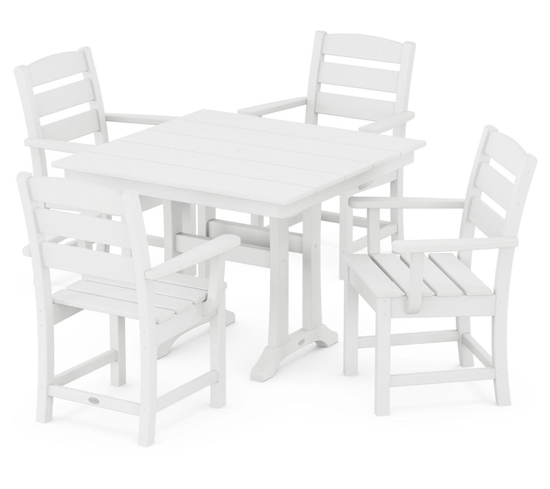 Polywood Lakeside 5-Piece Farmhouse Trestle Chair Dining Set — View 13