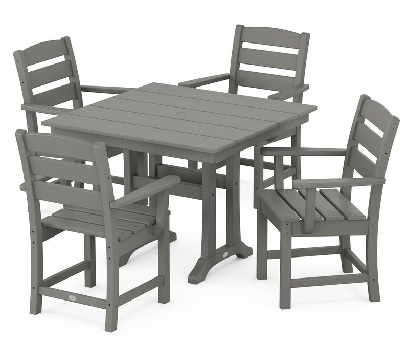 Polywood Lakeside 5-Piece Farmhouse Trestle Chair Dining Set — View 9
