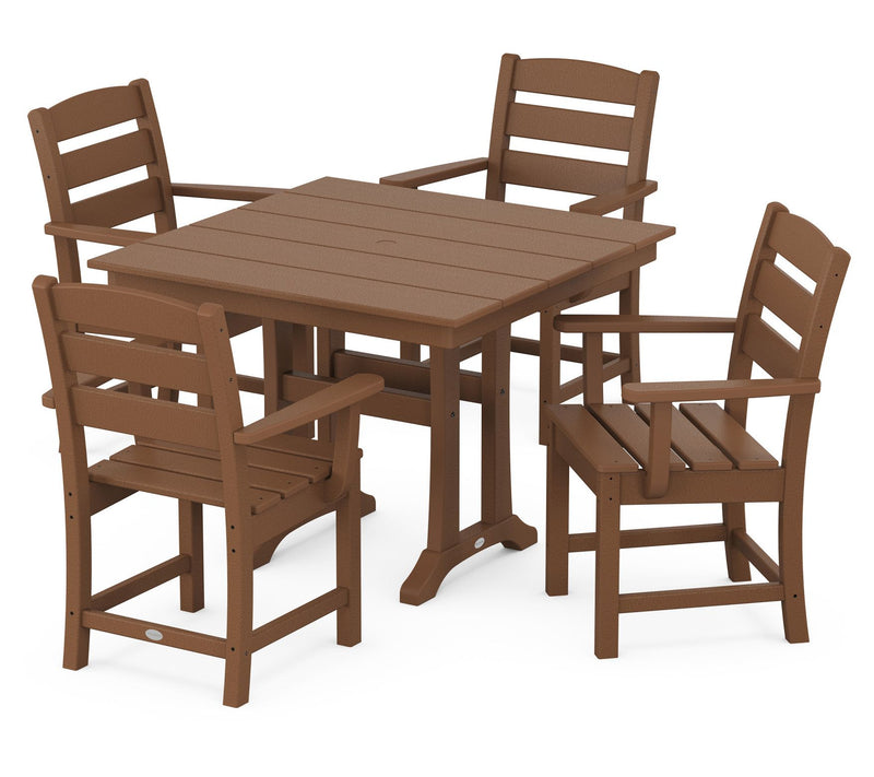 Polywood Lakeside 5-Piece Farmhouse Trestle Chair Dining Set — View 11