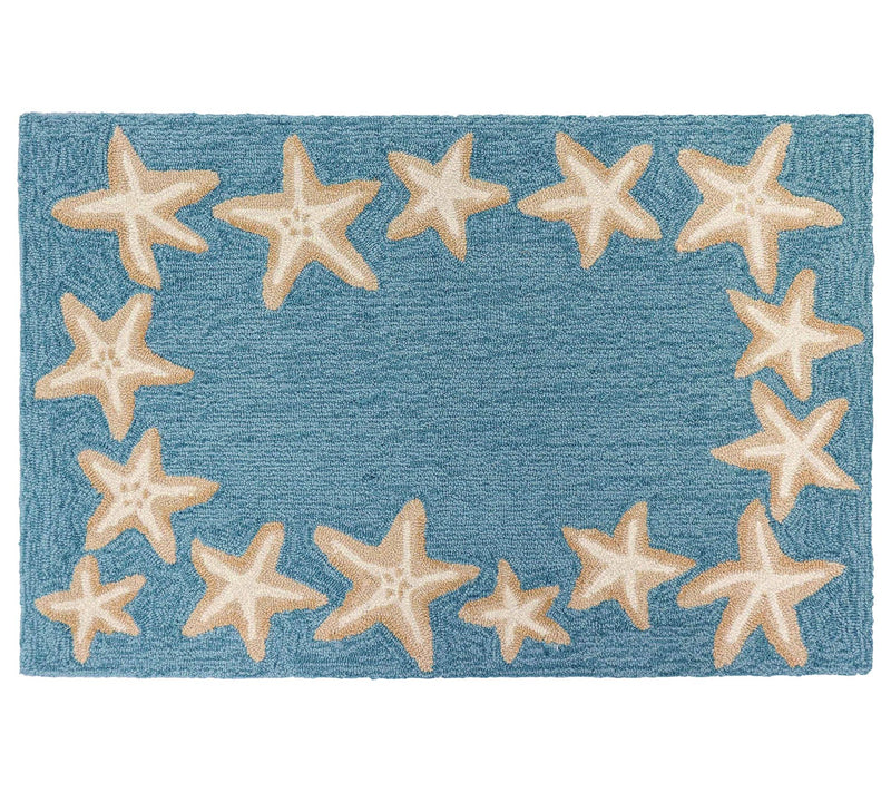 Liora Manne Capri Starfish Border In-Out Rug Aqua 24" x 36" — View 3
