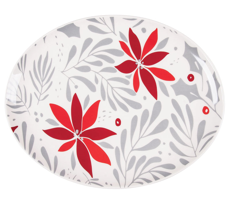 Poinsettia Christmas Oval Platter by Valerie — Main view