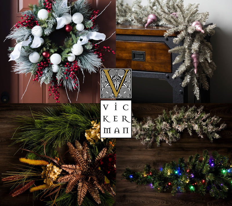 Vickerman 30" Frosted Beckett Pine Wreath — View 3