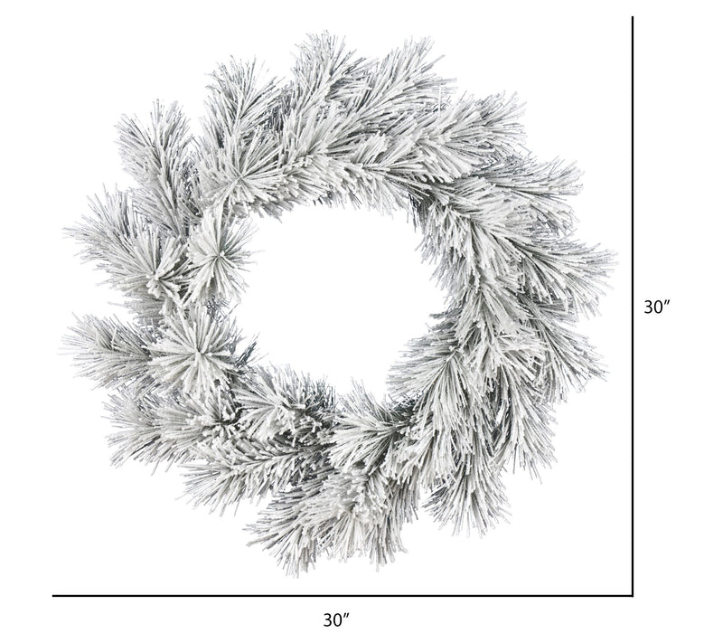Vickerman 30" Frosted Beckett Pine Wreath — View 2