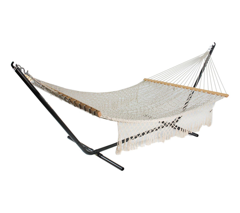 Northlight 74" Lattice Macrame Rope Hammock w/Woden Bars — Main view