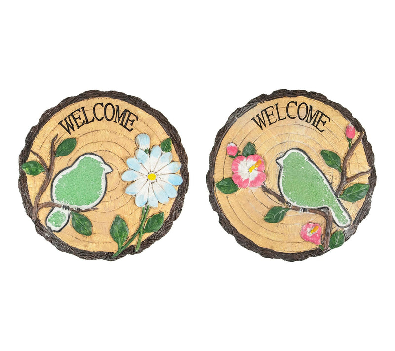 Northlight S/2 Welcome Birds Outdoor Floral Gar den Stones 11" — View 3