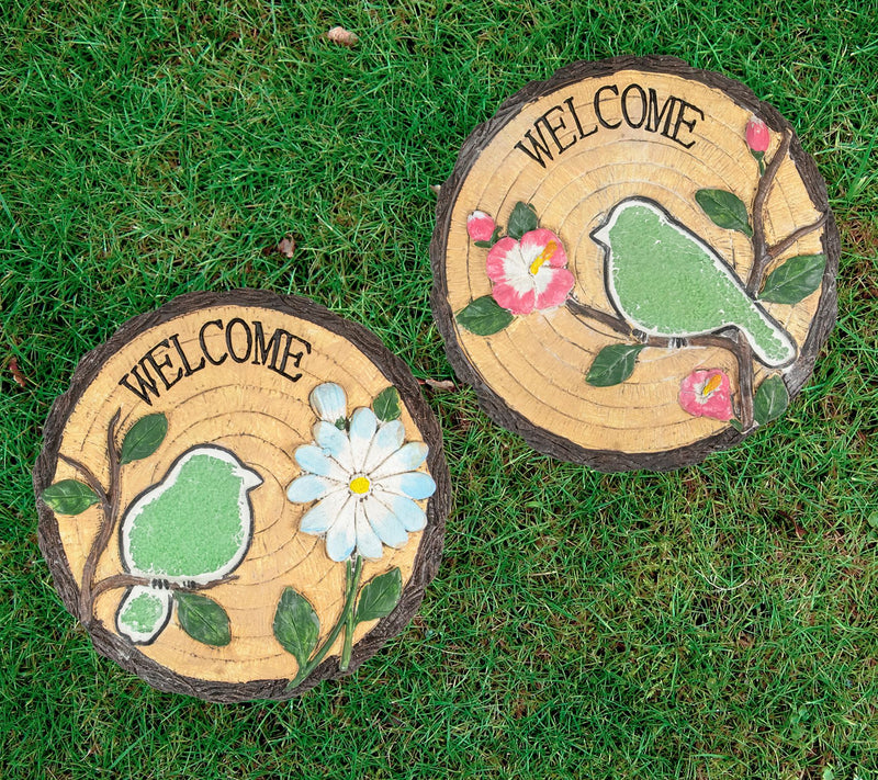 Northlight S/2 Welcome Birds Outdoor Floral Gar den Stones 11" — View 6